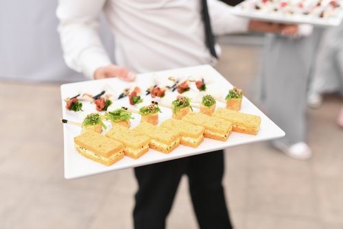 a-waiter-serving-small-appetizers-at-a-wedding-2023-11-27-04-50-55-utc